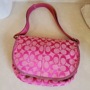 Vintage Rare Coach Pink Signature Shoulder Bag Purse